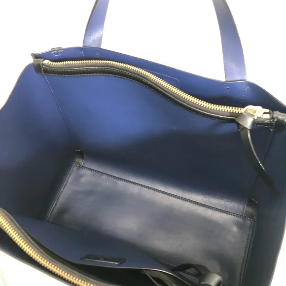 Kate Spade Black & Blue Top Handle Leather Tote Bag - Picture 12 of 16